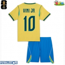 Brasil Vinicius Junior #10 Hjemmedraktsett Barn VM 2026 Kortermet (+ Korte bukser)